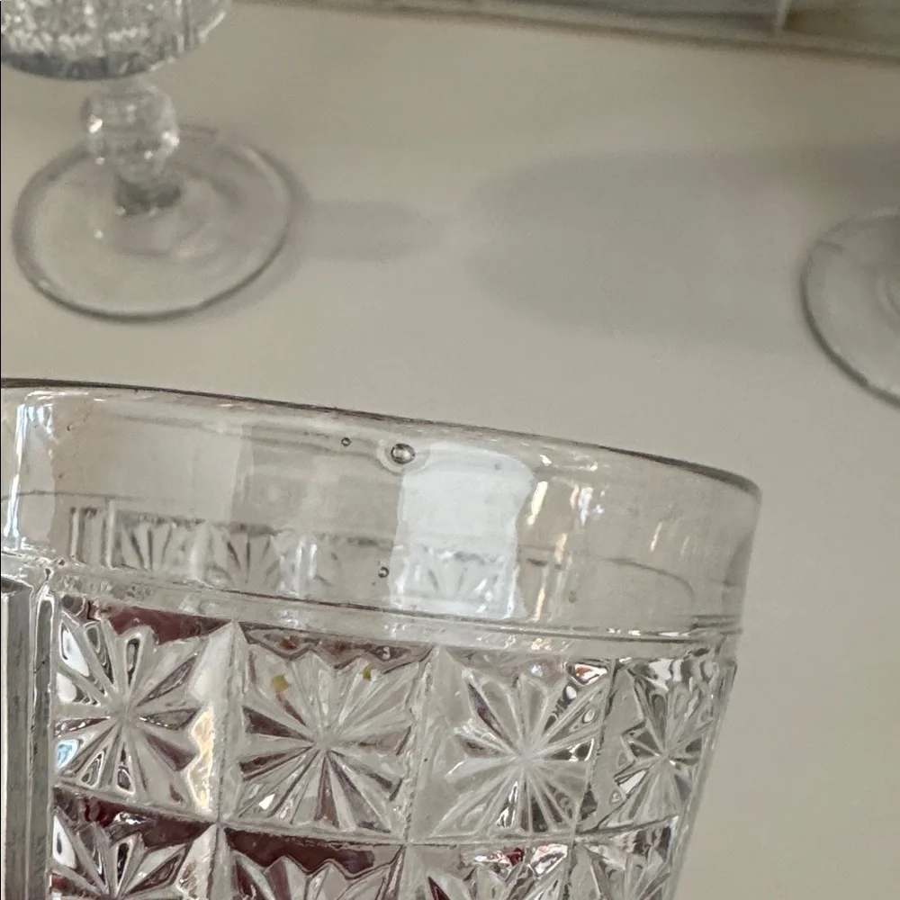 EAPG Daisy in Square panel water goblets  - VINTAGE - set of 4 glasses